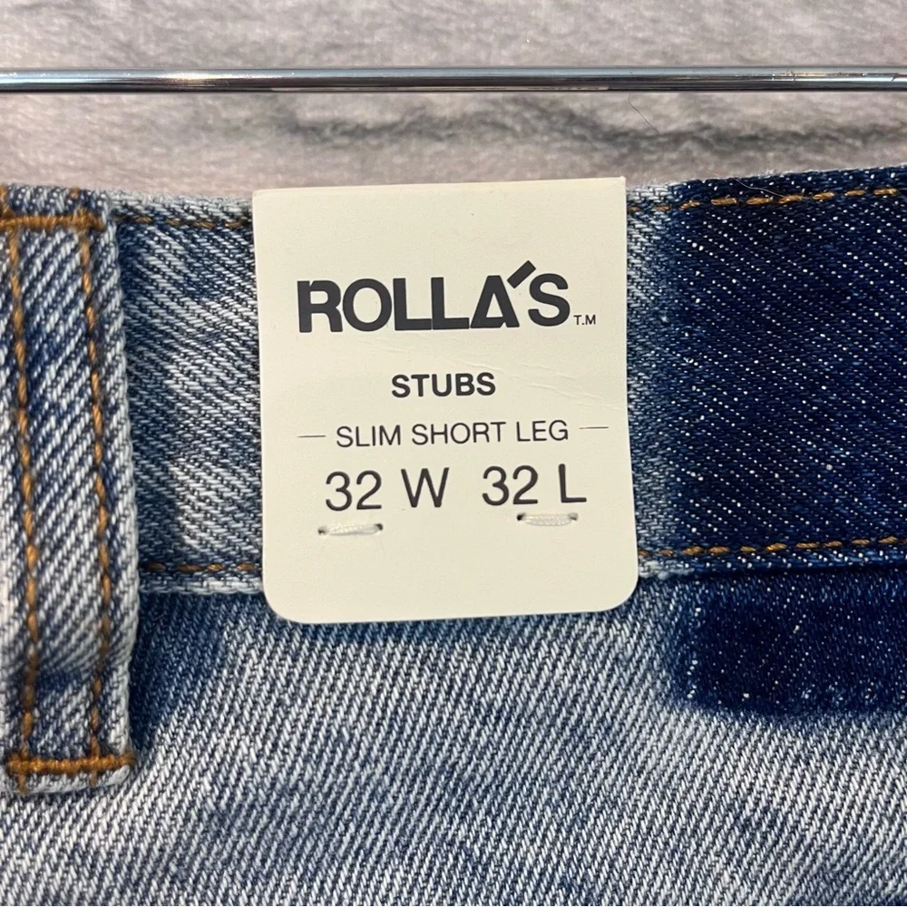 NWT ROLLA’S 34x25” STUBS Slim Short Leg - Stoned Rip Jeans (SAMPLE) - Picture 8 of 12